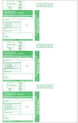 Certified Mail Forms CEL-43 Form Pack of 300
